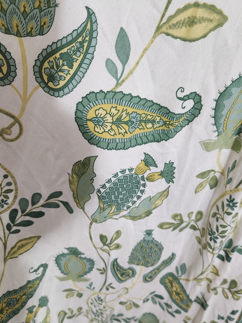 Bombay White Maxi Wrap Dress with Green Paisley and Leaf Print - Picture 5 of 13